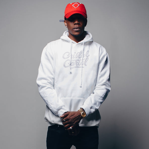 Black Diamond Rhinestone Hoodie (White)